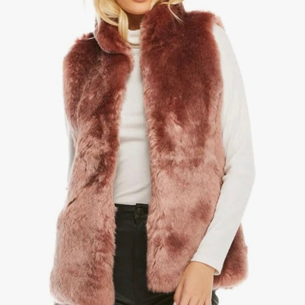Fabulous-Furs Donna Salyers Mink Faux Fur Vest Dusty Pink 
Size Small